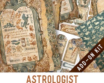 Astrologist Junk Journal Kit ADD-ON, Printable Junk Journal Pages Journal Kit Craft kits Vintage Junk Journal 003480