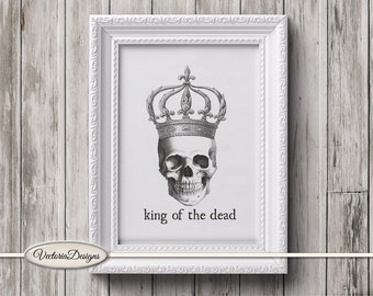 King of the Dead print printable art black and white print digital print printable instant download digital collage sheet - 000311