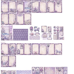 Purple and Gold Junk Journal Kit DELUXE, Purple Gold Crafting Printables Kit Purple Embellishments Printable Paper Craft Kit Tutorial 003318 image 9