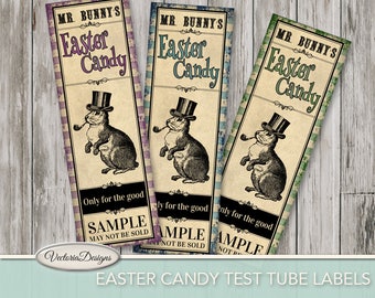 Easter Candy Printable Test Tube Labels Easter Decorations Printable Easter instant digital download digital collage sheet - VDAPEA1077