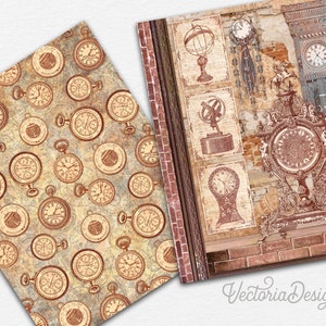 Steampunk Watches Paper Pack, Steampunk Paper Pack, Digital Paper ...
