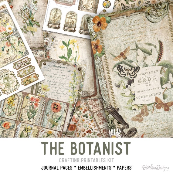 The Botanist Junk Journal Kit (Standard) - Printable Pages, Papers and Embellishments for Crafting - 002815