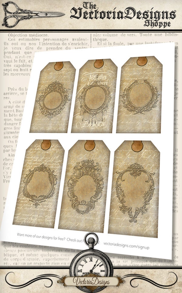Download Printable Vintage Frame Tags paper crafting scrapbooking ...