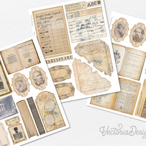 The Old Library Junk Journal Kit, Printable Junk Journal Pages, Printable Junk Journal Kit, Craft kits, Vintage Junk Journal Kit 002451 image 8