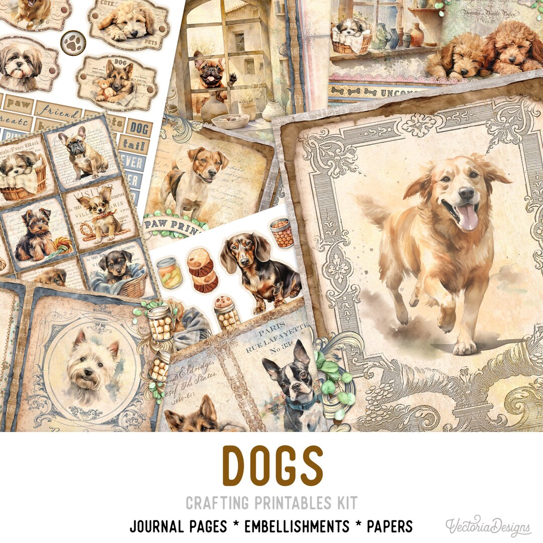 Journal Doogs Dogs Junk Journal Kit (standard) - Printable Pages, Papers and ...