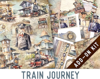 Train Journey Junk Journal Kit ADD-ON, Printable Junk Journal Pages Printable Junk Journal Kit Craft kits Vintage Junk Journal 003307