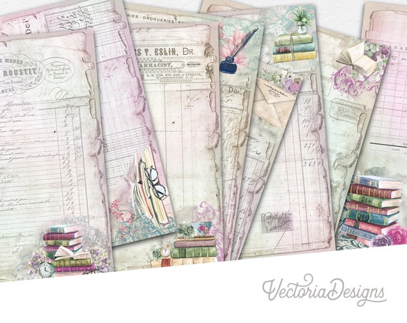 Dreamy Desk Ephemera Paper Pack, Printable Paper Pack, Digital Paper, Antique Paper Pack, DIY Paper Pack, Scrapbook Paper 002286