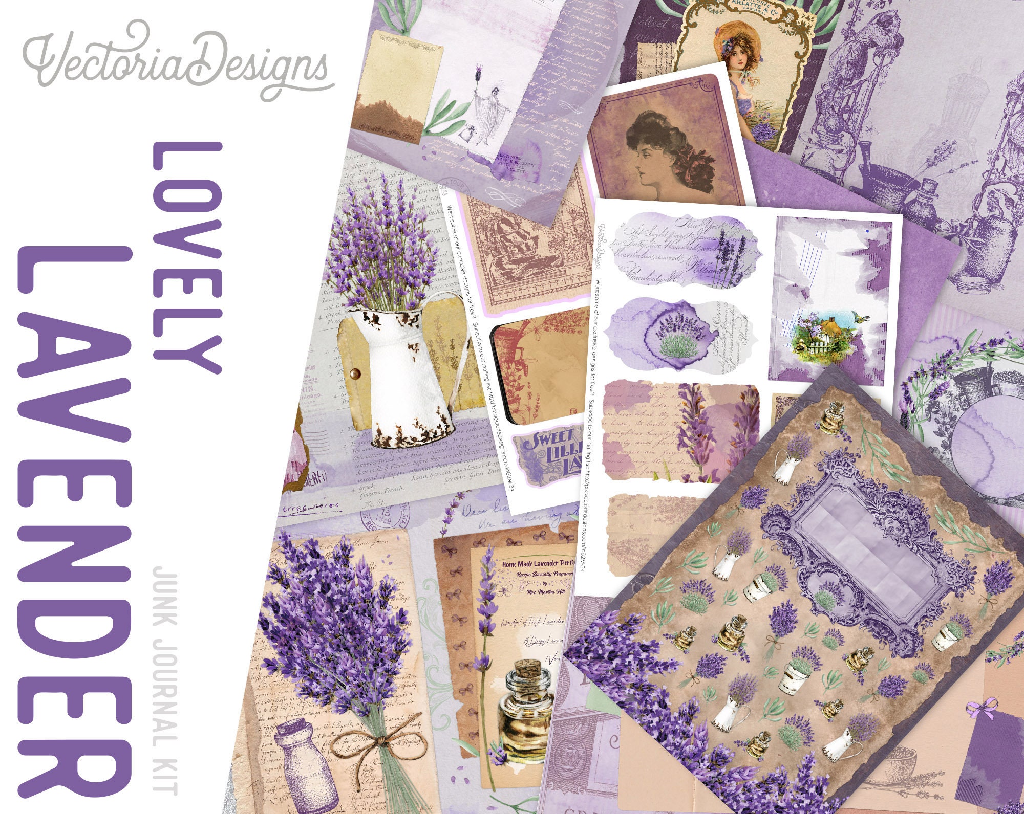 Lovely Lavender Junk Journal Kit Junk Journal Supplies Junk Etsy