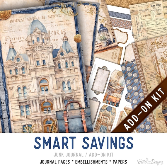 Smart Savings Junk Journal Kit, Printable Pages, Embellishments, Papers (Add-On) - 004107