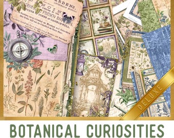 Botanical Curiosities Junk Journal Kit DELUXE, Botanical Junk Journal Kit Crafting Printables Embellishments Printable Paper Journal 003776