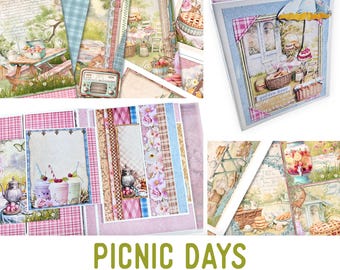 Picnic Days Junk Journal Kit, Picnic Junk Journal Crafting Printables Picnic Journal Picnic Embellishments Paper Craft Tutorial 003721