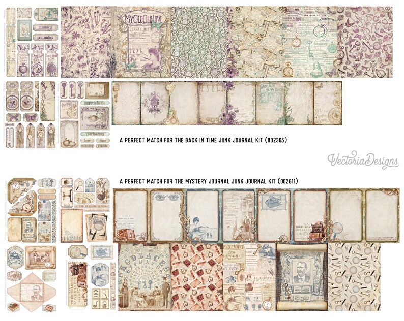 Mixed 4 Goodie Bag, Junk Journal Pages, Papers, Junk Journal Printables ...