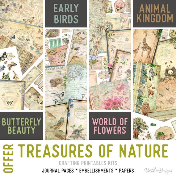Treasures of Nature Offer - Printable Craft Kit with Journal Pages, Embellishments & Papers - 002929