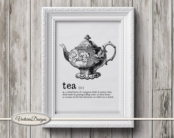 Teapot print printable art black and white print dictionary digital print printable instant download digital collage sheet - 000621