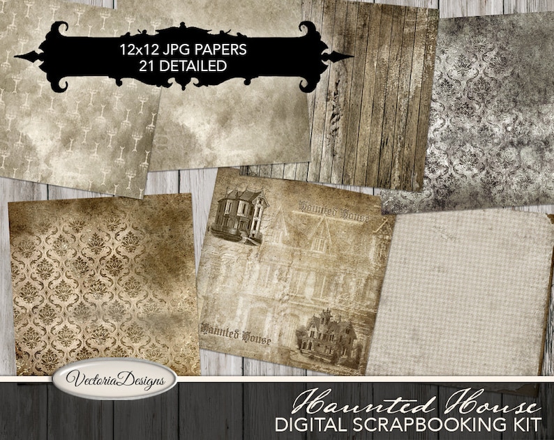 Haunted House Digital Scrapbooking Kit Digital Scrapbook Kit Halloween papers elements backgrounds alpha digital download 001774 image 8