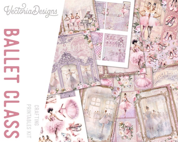 Ballet Class Junk journal Kit (Standard) - Printable Pages, Papers and Embellishments for Crafting - 003038