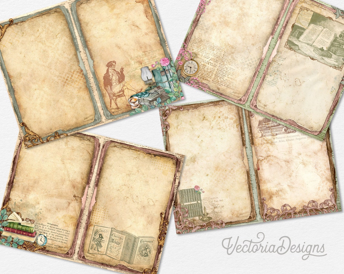 Vintage Books & Reading Junk Journal Kit, Books Journal, Printable Junk ...