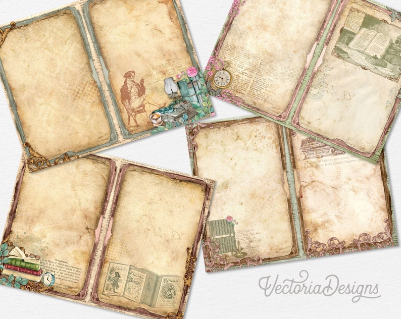 Vintage Books & Reading Junk Journal Kit, Books Journal, Printable Junk Journal Kit, Craft kits, Printable Journal Pages, Reading 002382 image 5