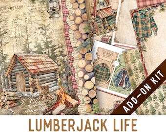 Lumberjack Life Journal Kit ADD-ON, Printable Craft kit with Journal Pages, Embellishments and Papers - 004009