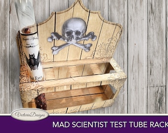 Mad Scientist Test Tube Rack, Scary Halloween Decor, Printable Halloween Paper, Halloween Digital DIY, Halloween College Sheets 001698