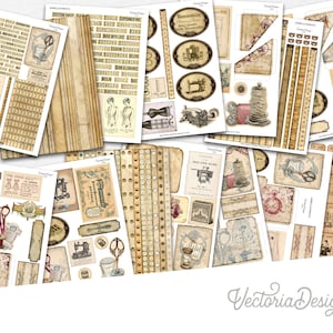 Junk Journal Printable, Mad About Sewing Embellishments, Printable Paper Craft, Digital Paper Scrapbook, Card Making Embellishments, 002050