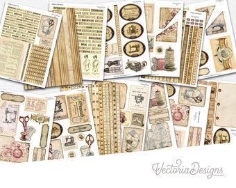 Junk Journal Printable, Mad About Sewing Embellishments, Printable Paper Craft, Digital Paper Scrapbook, Card Making Embellishments, 002050