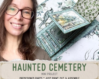 Haunted Cemetery Waterfall Cards Booklet Craft Kit - Printable - 003859