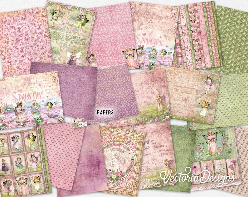 Spring Fairies DELUXE Crafting Printables Kit, Fairy Junk Journal, Fairy Embellishments, Spring, Printable Journal, Journal Spring 002923 image 5
