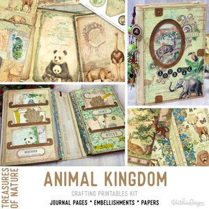 Animal Kingdom Junk Journal Kit Crafting Printables Kit Animals Embellishments Animals Paper Craft Kits Junk Journal Tutorial DIY 002393