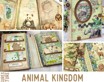 Animal Kingdom Junk Journal Kit Crafting Printables Kit Animals Embellishments Animals Paper Craft Kits Junk Journal Tutorial DIY 002393