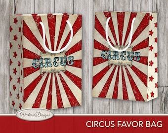 Vintage Circus Favor Bag printable Favor Box paper crafting diy digital download instant download digital collage sheet - 001756