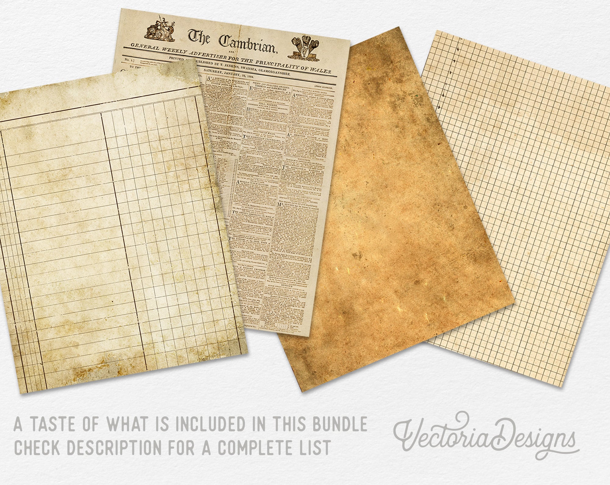 Mega Antique Papers Crafting Bundle, Ephemera Paper Digital, Antique