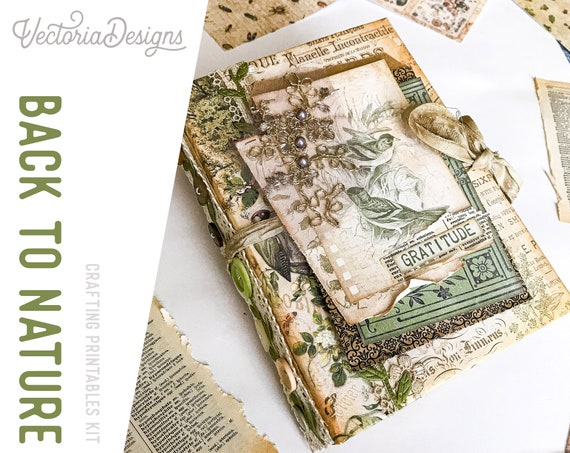 Back to Nature Junk Journal Kit - Printable Pages, Papers and Embellishments for Crafting - 002357