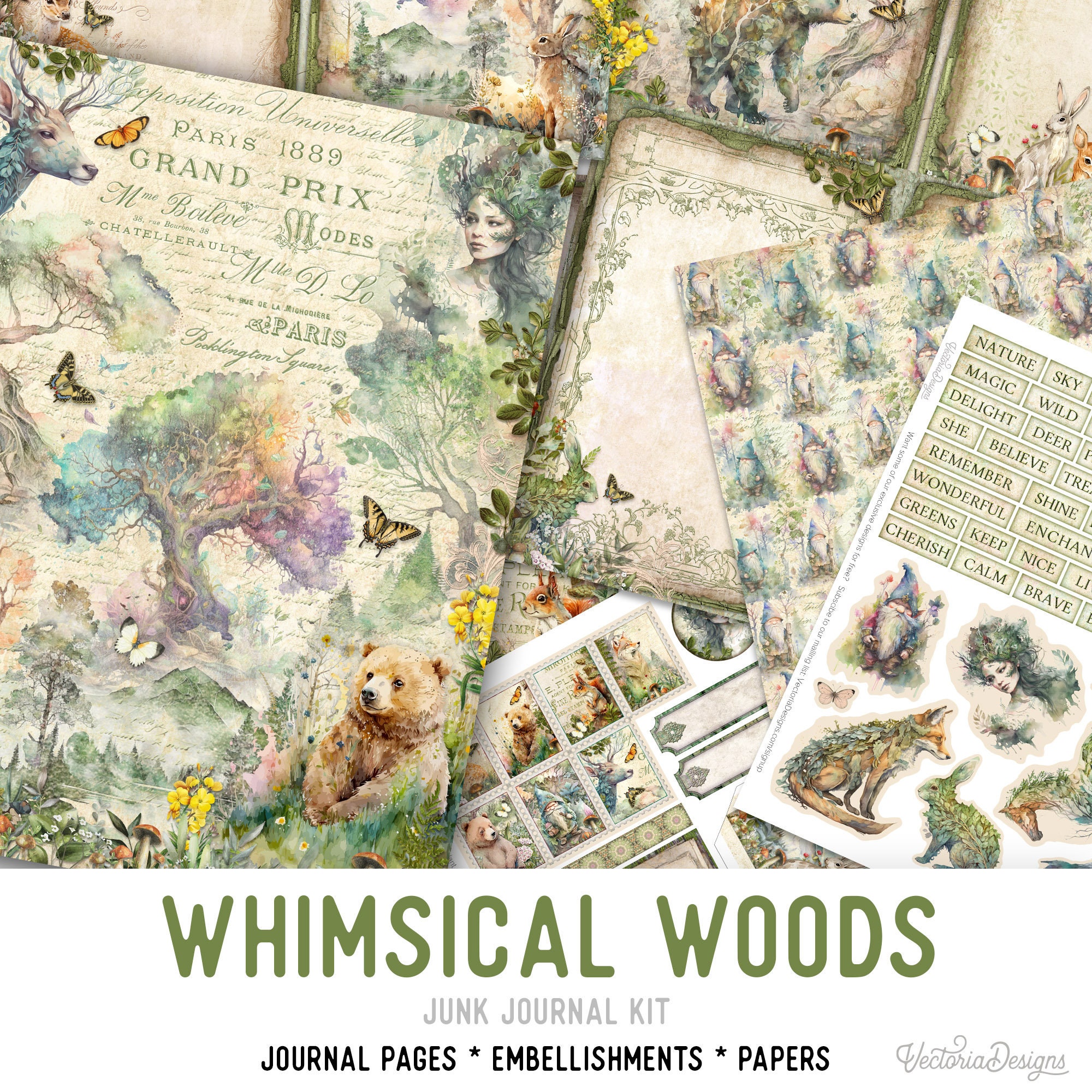 Whimsical Forest Printable Scrapbooking Kit & Junk Journal Pages - Journals  with Dragons