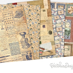 Vintage Mail Paper Pack Digital Paper Pack Mail Printable Paper Pack Decorative Paper Vintage Mail Scrapbooking Papers Craft Papers 002844