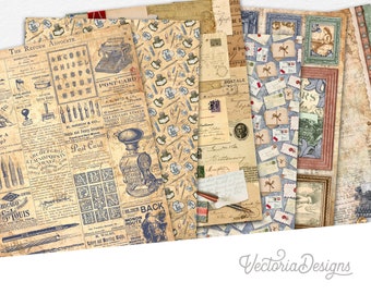 Vintage Mail Paper Pack Digital Paper Pack Mail Printable Paper Pack Decorative Paper Vintage Mail Scrapbooking Papers Craft Papers 002844