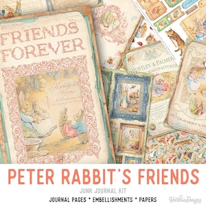 Peter Rabbit's Friends, Digital Journaling, Vintage Paper Embellishments, Kit For Crafters, DIY Paper Supplies, Junk Journal Kit, 002352
