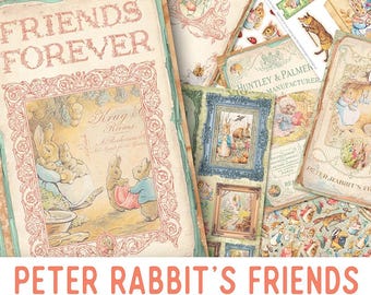 Peter Rabbit's Friends, Digital Journaling, Vintage Paper Embellishments, Kit For Crafters, DIY Paper Supplies, Junk Journal Kit, 002352