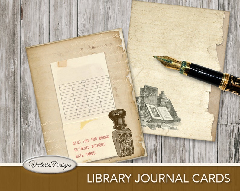 Library Journal Cards Printable Library Cards Digital Etsy