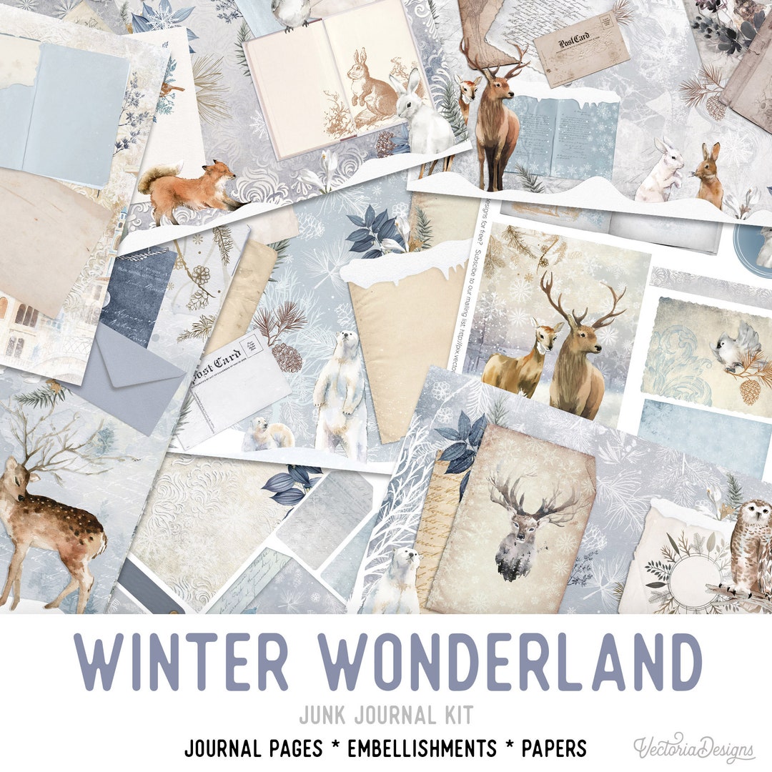 Winter Wonderland Junk Journal Kit - Printable Pages for Crafting ...