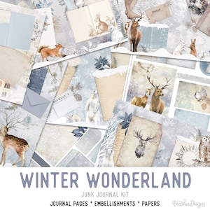 Winter Wonderland Junk Journal Kit, Junk Journal Printables, Junk Journal Supplies, Junk Journal Ephemera, Junk Journal Digital  002153