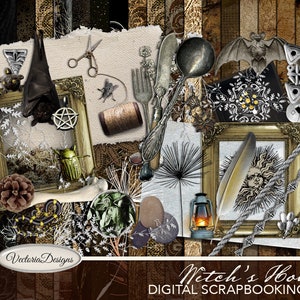 Witch's House Digital Scrapbooking Kit Digital Scrapbook Kit Halloween papers elements backgrounds digital download - 001799