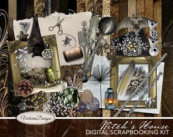 Witch's House Digital Scrapbooking Kit Digital Scrapbook Kit Halloween papers elements backgrounds digital download - 001799