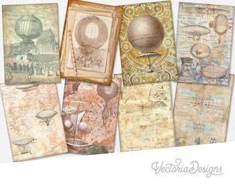 Flying Inventions Cards Printable Steampunk Cards Printable Cards Junk Journal Embellishments Printable Scrapbooking Craft Printables 002633