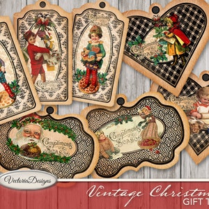 Vintage Christmas Gift Tags, Christmas In July Cards, Printable Christmas Tags, Xmas Cards, Summer Christmas, DIY Jewelry Kit 001822