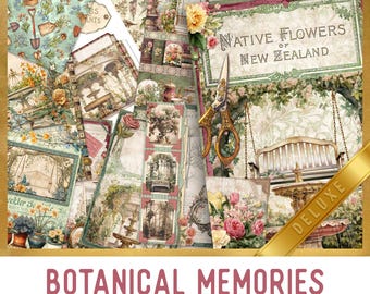 Botanical Memories Junk Journal Kit DELUXE, Memories Crafting Printables Botanical Embellishments Printable Paper Junk Journal 003670