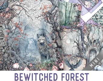 Bewitched Forest Junk Journal Kit MINI, Halloween Crafting Printables Kit Halloween Versieringen Afdrukbare Paper Kit Craft 003490