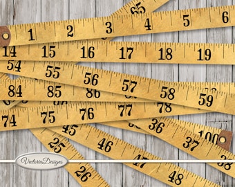 Vintage Tape Measure Printable Measuring Tape retro paper crafting scrapbooking 100 inch digital download instant digital sheet - 001534