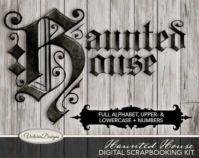 Haunted House Digital Scrapbooking Kit Digital Scrapbook Kit Halloween papers elements backgrounds alpha digital download 001774 image 4