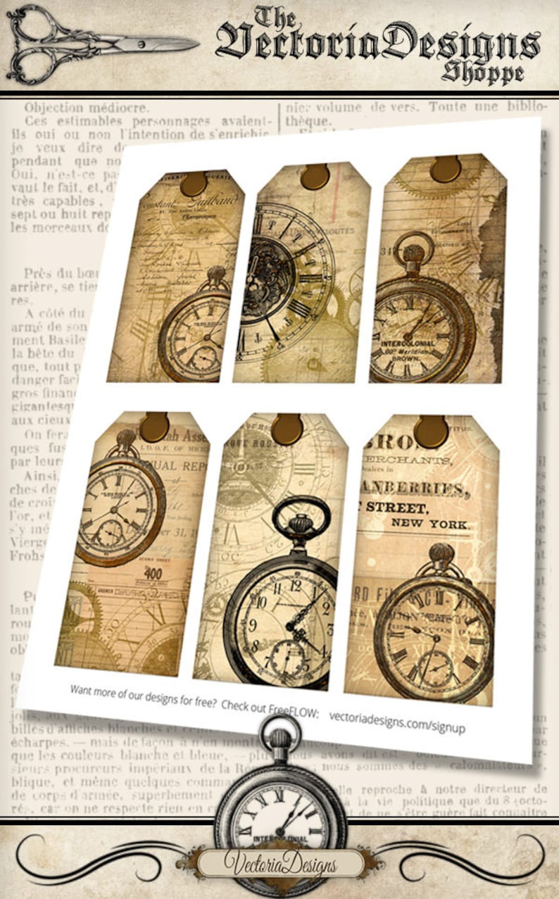 Download Printable Clock Tags paper crafting scrapbooking steampunk ...